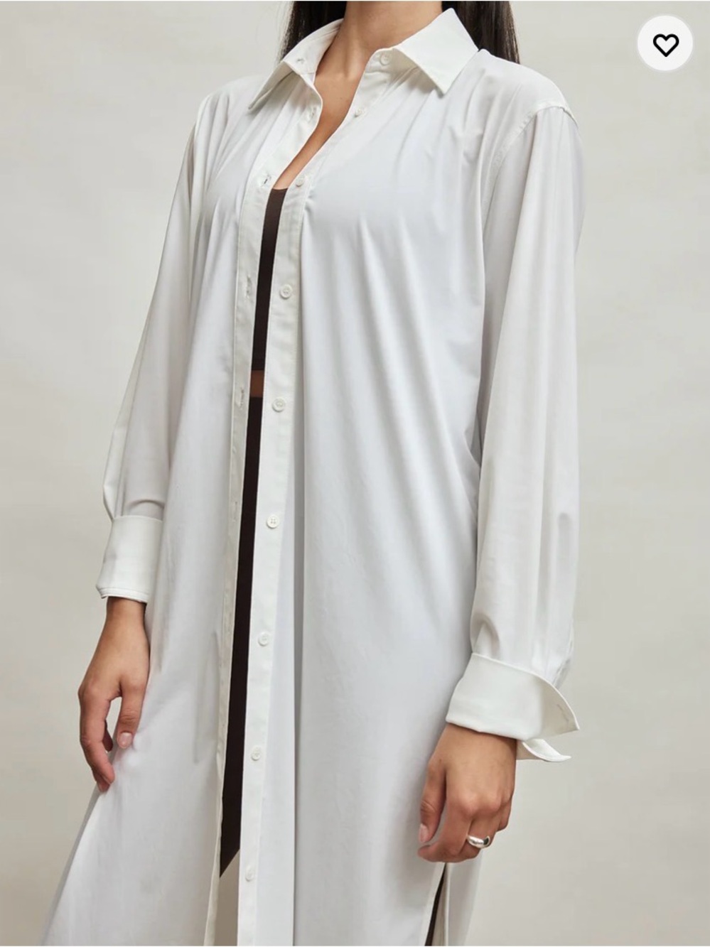 Carbon38 Off White Oversized Tunic Long Button Up Down Shirt Midi Dress XSmall - Picture 13 of 14